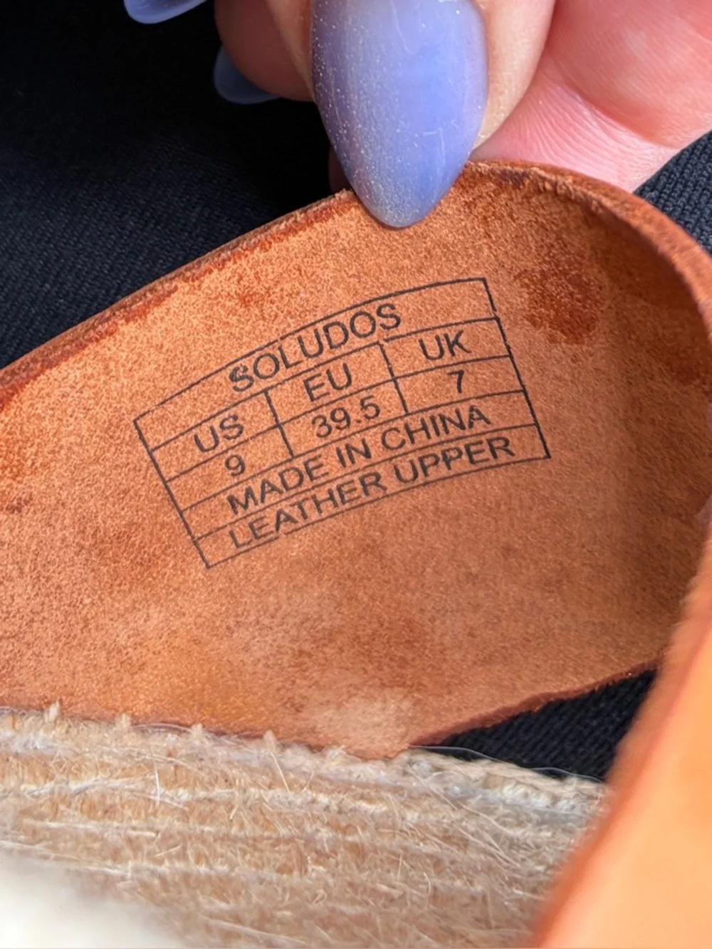 Soludos Tan/Caramel Leather Espadrille Wedge Sandals GUC sz 9
